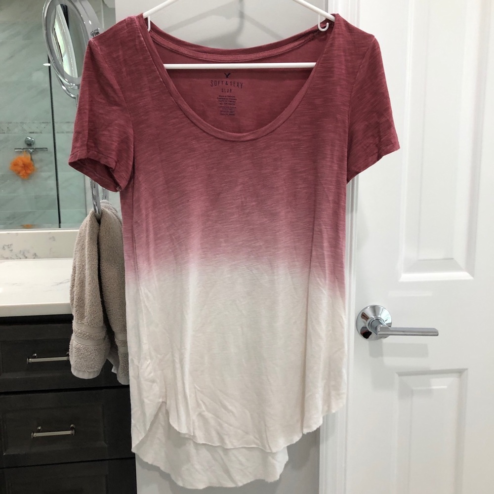 red and white ombré long tee